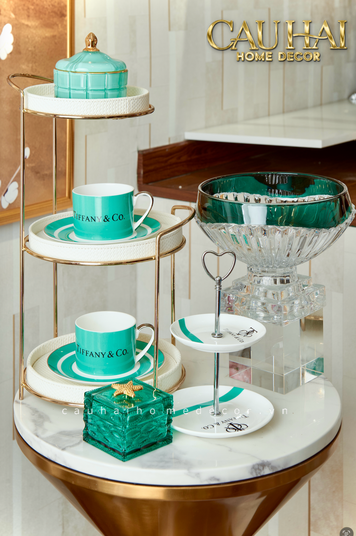 Maison Couture - Gift Set Bình Trà Chiều British Heritage Turquoise Élegance Afternoon Tea Set 5pcs-SET BÌNH TRÀ-Đối tác tại Trung Quốc theo từng đơn đặt hàng-CẬU HAI HOME DECOR