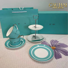 Maison Couture - Gift Set Bình Trà Chiều British Heritage Turquoise Élegance Afternoon Tea Set 5pcs-CẬU HAI HOME DECOR