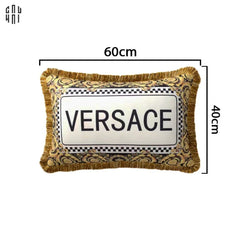 Maison Couture - Gối Dài Nhung Chenille V Class Medusa Bhcttbv v Signature Logo Typography 40x60-CẬU HAI HOME DECOR