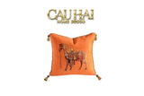 Maison Couture - Vỏ gối Nhung Chenille Cao Cấp Signature Orange Cheval Équestre 45 Corner Tassel-VỎ GỐI-CẬU HAI HOME DECOR