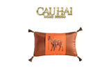 Maison Couture - Vỏ gối Nhung Chenille Cao Cấp Signature Orange Cheval Équestre 45 Corner Tassel-VỎ GỐI-CẬU HAI HOME DECOR