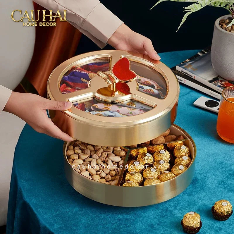 Maison Couture - Hộp Bánh Mứt 2 Tầng Glorious Auré Papillon Royale 28x20-Lọ kẹo Canister Bonbonnière-CẬU HAI HOME DECOR
