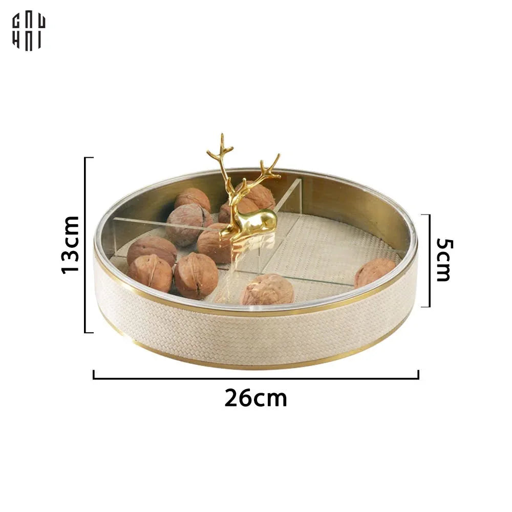 Maison Couture - Hộp Bánh Mứt Allure Lux Leather D'Ivoire Antler Portrait-Lọ kẹo Canister Bonbonnière-CẬU HAI HOME DECOR