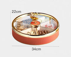 Maison Couture - Hộp Bánh Mứt Bản Da Cam 6 Ngăn - Thiên Nga Pha Lê Critalleries Swan 33.5x20x9-Lọ kẹo Canister Bonbonnière-CẬU HAI HOME DECOR
