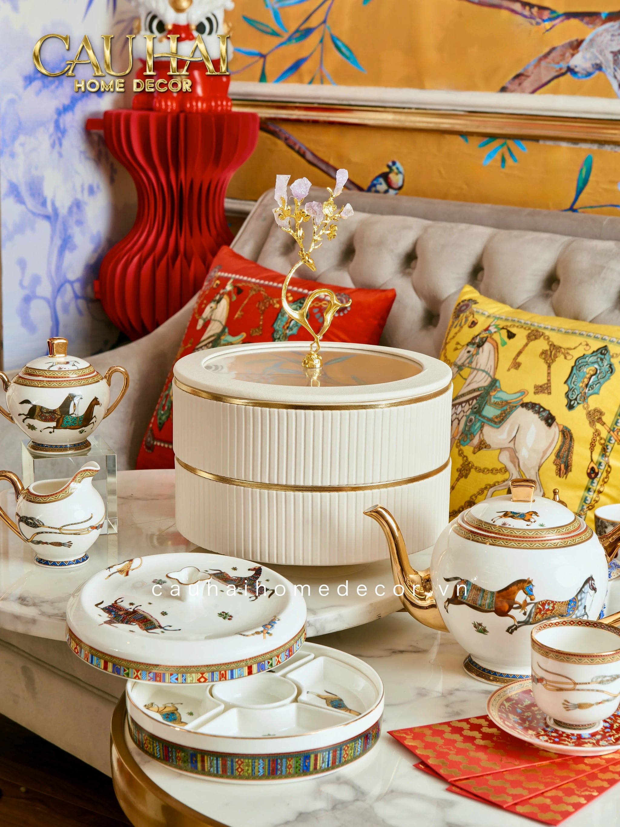 Maison Couture - Hộp Bánh Mứt Legacy Équestre Héritage-Lọ kẹo Canister Bonbonnière-CẬU HAI HOME DECOR