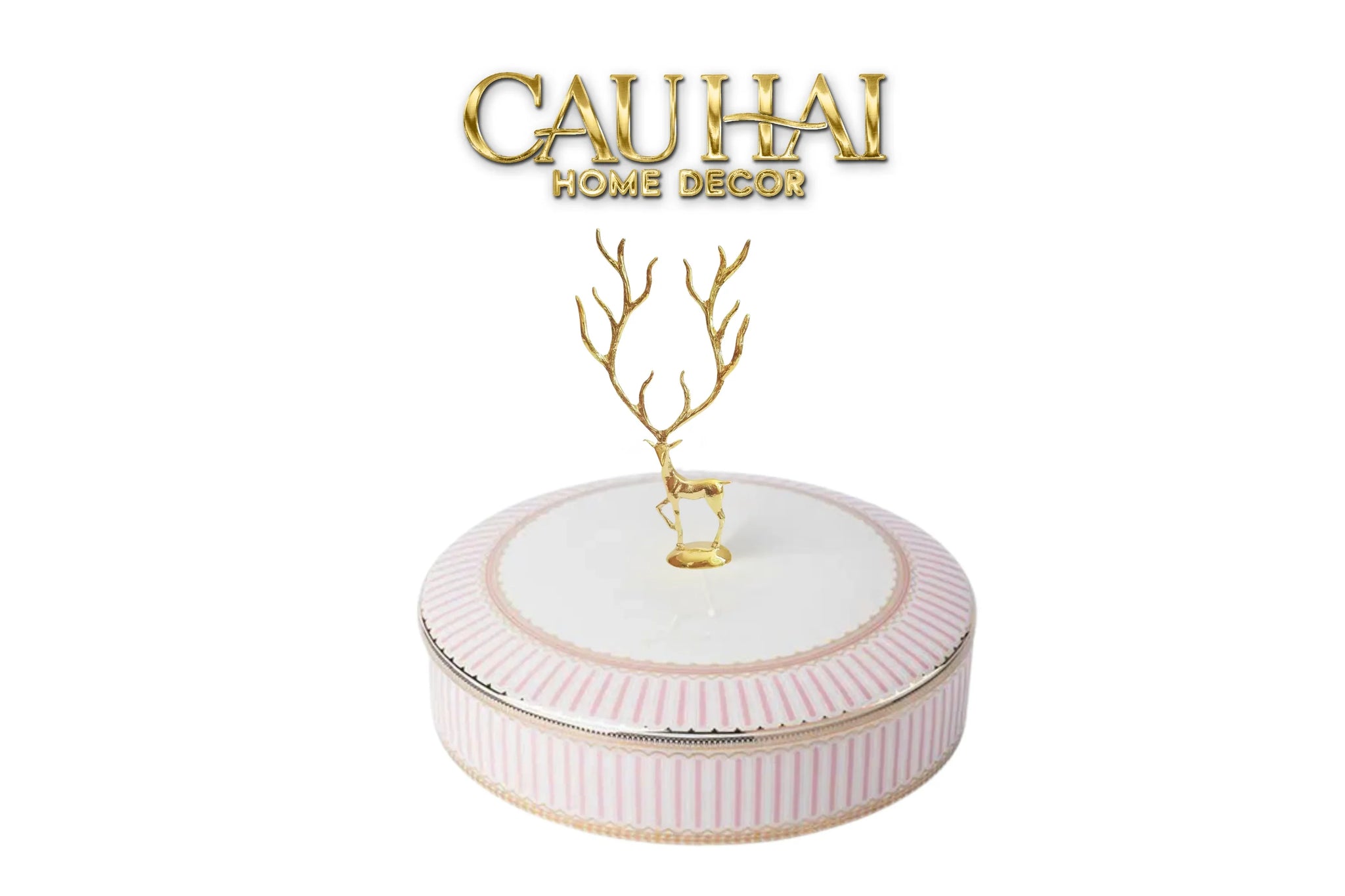 Maison Couture - Hộp Bánh Mứt Linges Antler Noble - Bleu / Rose Plateau-Lọ kẹo Canister Bonbonnière-CẬU HAI HOME DECOR