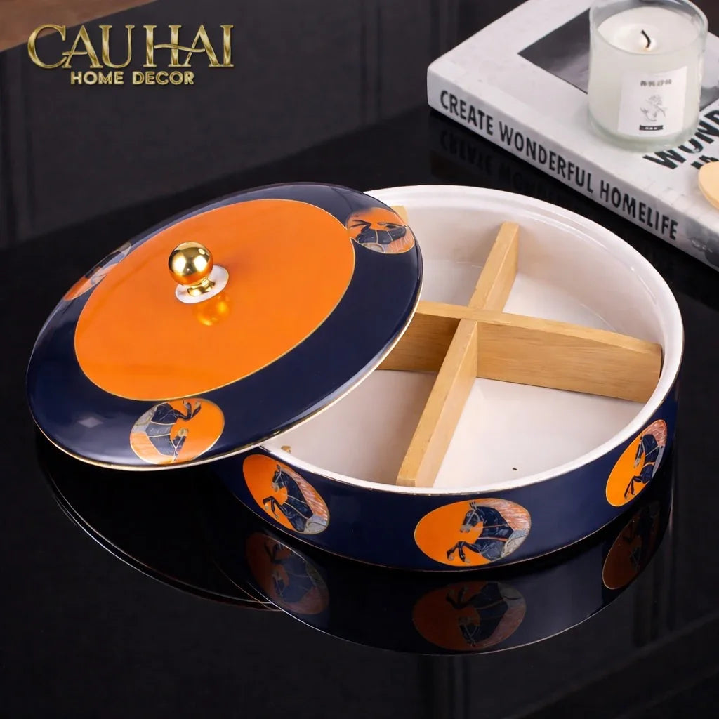 Maison Couture - Hộp Bánh Mứt Regal Legendary Impérial Noble Équestre D20-Lọ kẹo Canister Bonbonnière-CẬU HAI HOME DECOR