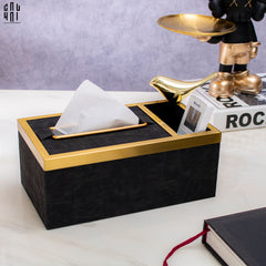 Maison Couture - Hộp Khăn Giấy Balvin Prestige Class Oakwood Leather - Noir / Crème 14x25-HỘP KHĂN GIẤY-CẬU HAI HOME DECOR
