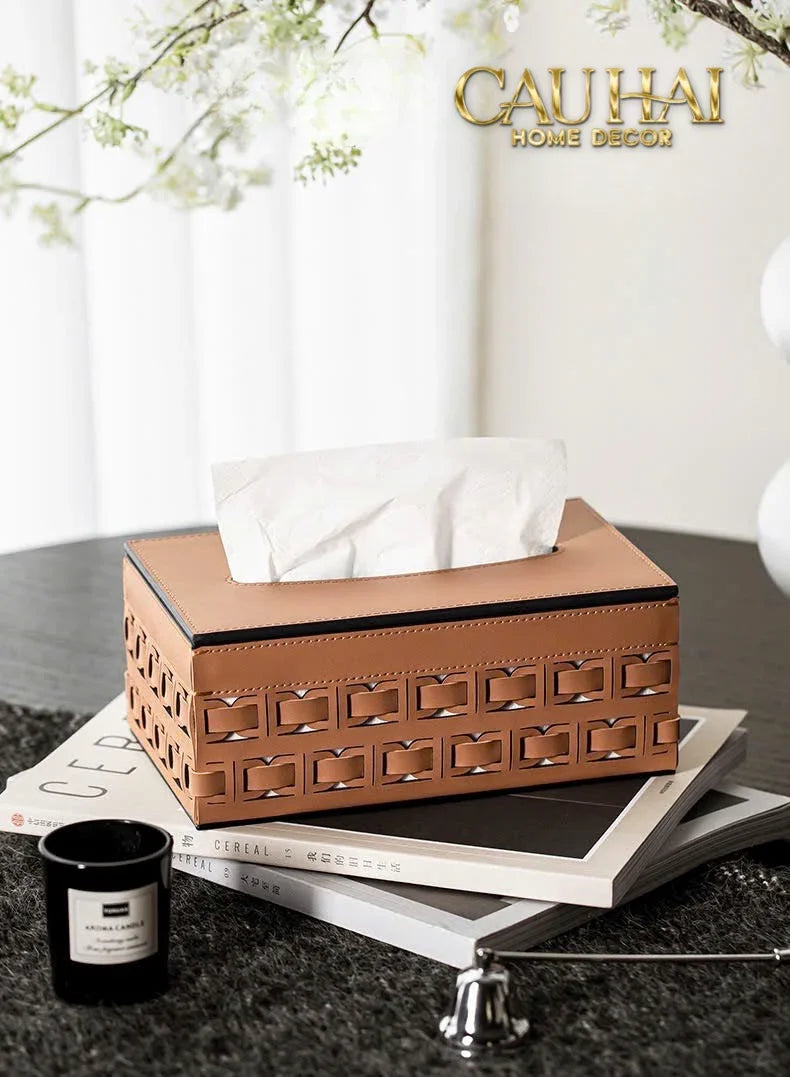 Maison Couture - Hộp Khăn Giấy Boîte à Mouchoirs Décorative Cognac 13.5 × 21-HỘP KHĂN GIẤY-CẬU HAI HOME DECOR