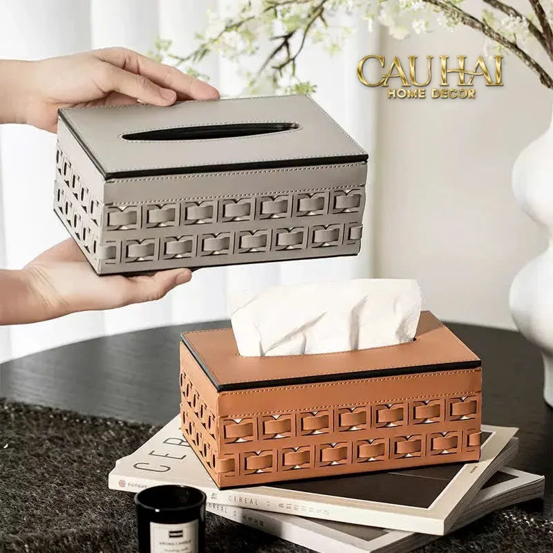 Maison Couture - Hộp Khăn Giấy Boîte à Mouchoirs Décorative Cognac 13.5 × 21-HỘP KHĂN GIẤY-CẬU HAI HOME DECOR