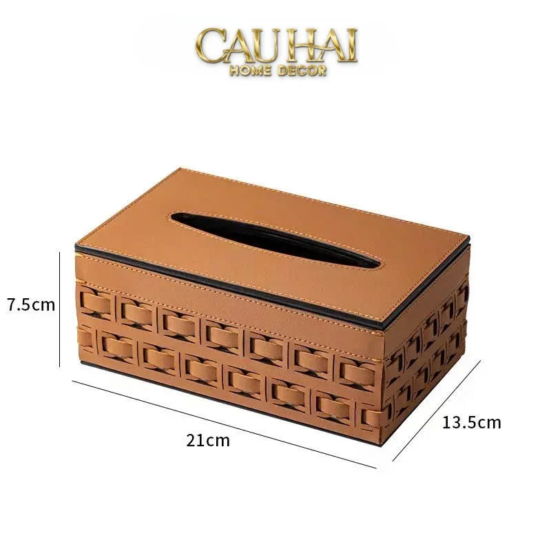 Maison Couture - Hộp Khăn Giấy Boîte à Mouchoirs Décorative Cognac 13.5 × 21-CẬU HAI HOME DECOR