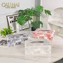 Maison Couture - Hộp Khăn Giấy D.O Gốm Sứ Toile de Jouy Red Porcelain Tissue Box-CẬU HAI HOME DECOR