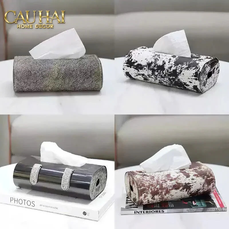 Maison Couture - Hộp Khăn Giấy Da Atélier Lux Leather Snowy Arctic Patina-CẬU HAI HOME DECOR