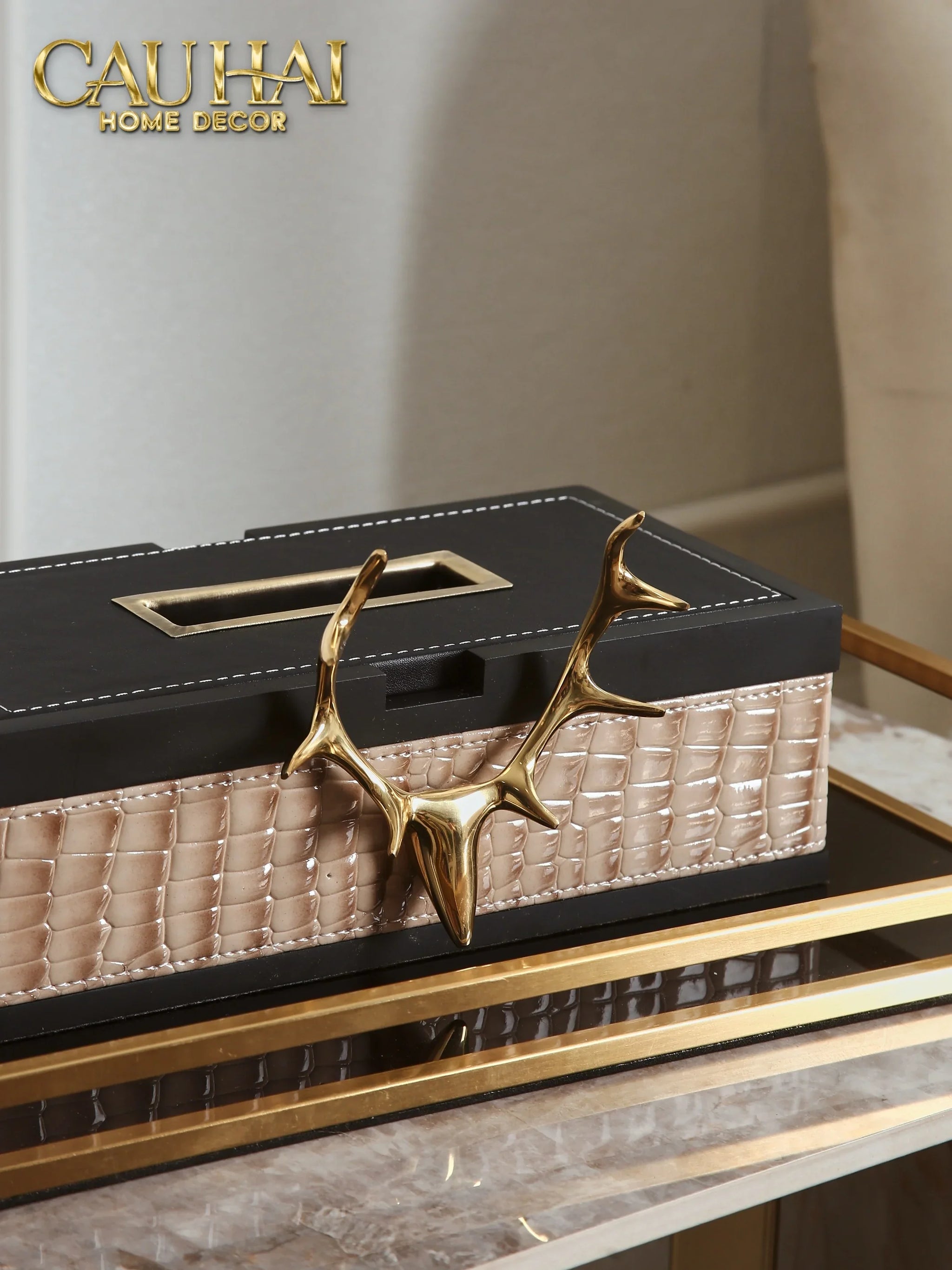 Maison Couture - Hộp Khăn Giấy Exotic Lux Croco - Elk Édition Spéciale-HỘP KHĂN GIẤY-CẬU HAI HOME DECOR