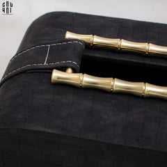 Maison Couture - Hộp Khăn Giấy Gỗ Sồi Bọc Da Cao Cấp Bamboo Signature Saddles - Savoir / Ivoire 22x13-HỘP KHĂN GIẤY-CẬU HAI HOME DECOR