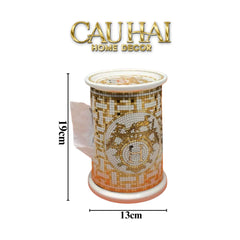 Maison Couture - Hộp Khăn Giấy Gốm Sứ - Mosaic Équestre Porcelain Cylinder-HỘP KHĂN GIẤY-CẬU HAI HOME DECOR