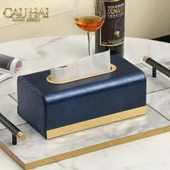 Maison Couture - Hộp Khăn Giấy Royale Bleu Satin Impérial Paon Plumage Tissue Holders-HỘP KHĂN GIẤY-CẬU HAI HOME DECOR