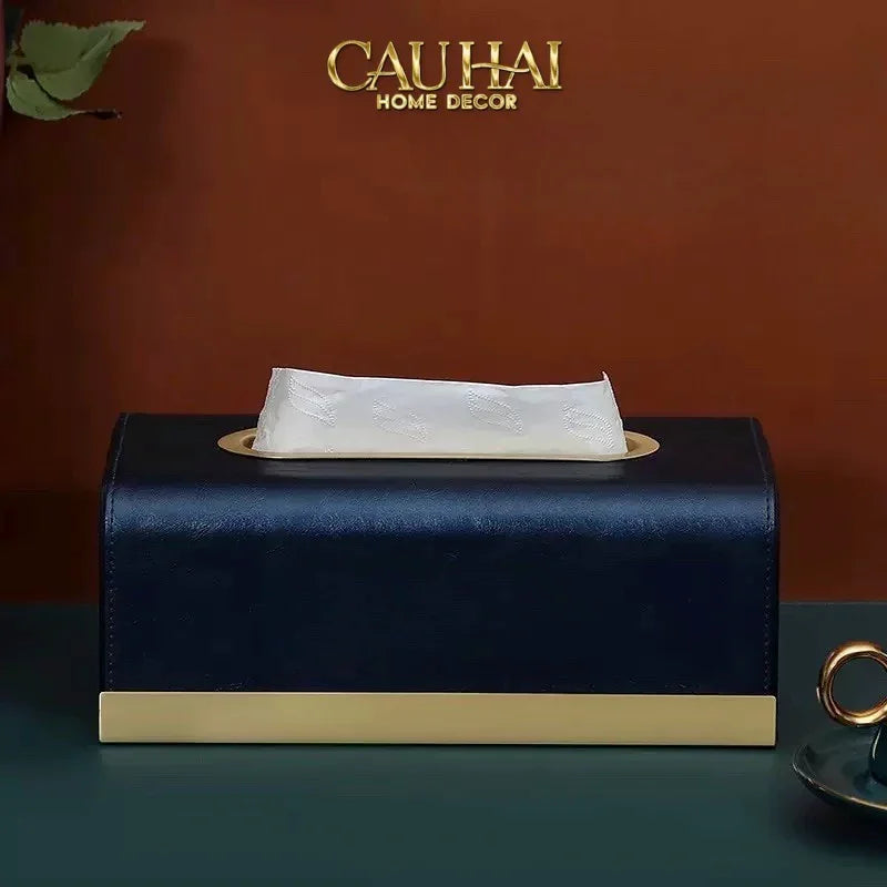 Maison Couture - Hộp Khăn Giấy Royale Bleu Satin Impérial Paon Plumage Tissue Holders-HỘP KHĂN GIẤY-CẬU HAI HOME DECOR