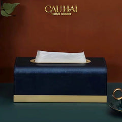 Maison Couture - Hộp Khăn Giấy Royale Bleu Satin Impérial Paon Plumage Tissue Holders-HỘP KHĂN GIẤY-CẬU HAI HOME DECOR
