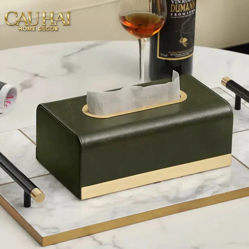 Maison Couture - Hộp Khăn Giấy Royale Bleu Satin Impérial Paon Plumage Tissue Holders-HỘP KHĂN GIẤY-CẬU HAI HOME DECOR