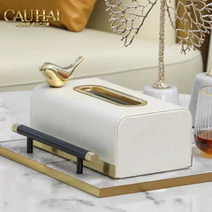 Maison Couture - Hộp Khăn Giấy Royale Bleu Satin Impérial Paon Plumage Tissue Holders-HỘP KHĂN GIẤY-CẬU HAI HOME DECOR