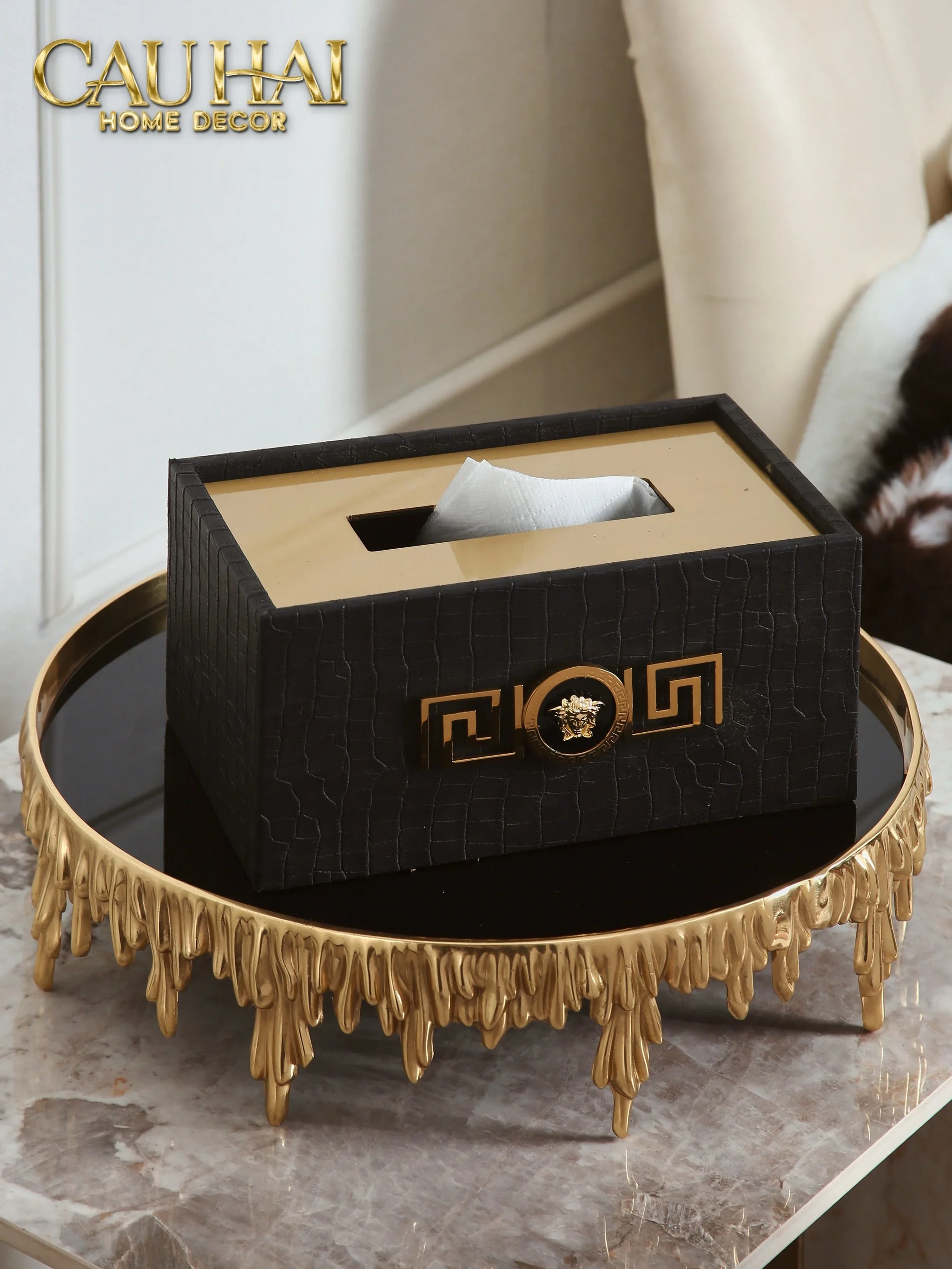Maison Couture - Hộp Khăn Giấy V Class Phantom Cuir De Croco - Spéciale Medusa-HỘP KHĂN GIẤY-CẬU HAI HOME DECOR
