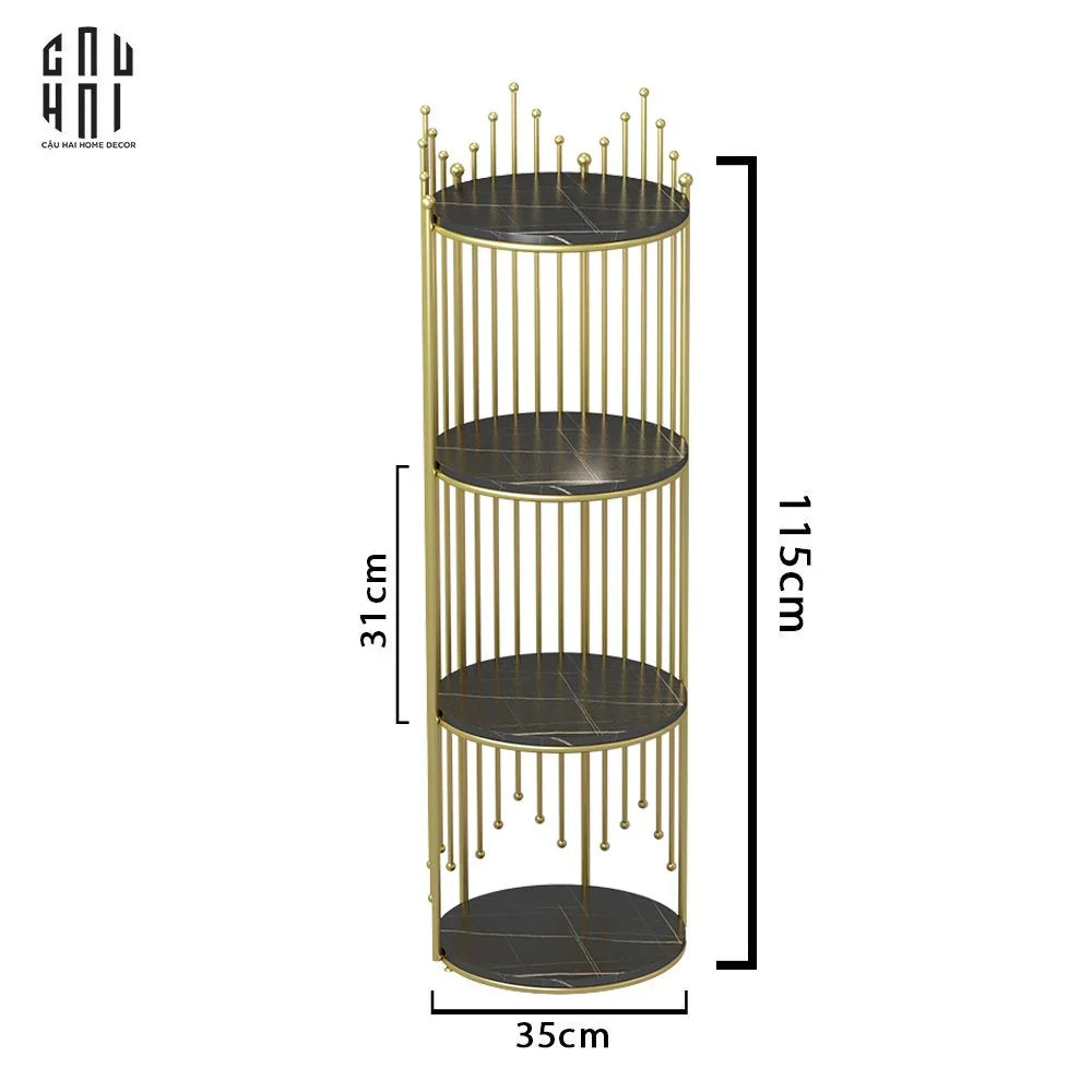 Maison Couture - Kệ 4 Tầng Collin Black Marble Stone Ss25-KỆ TRANG TRÍ-CẬU HAI HOME DECOR