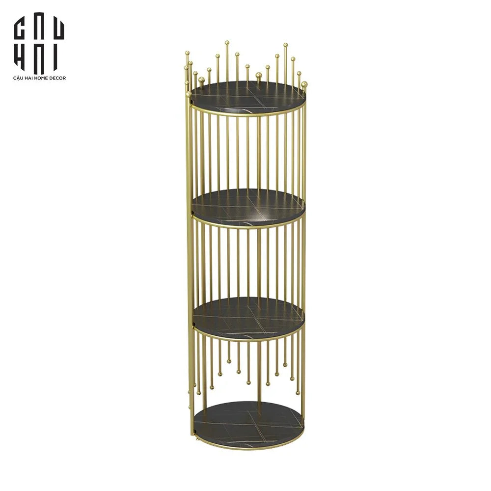 Maison Couture - Kệ 4 Tầng Collin Black Marble Stone Ss25-KỆ TRANG TRÍ-CẬU HAI HOME DECOR