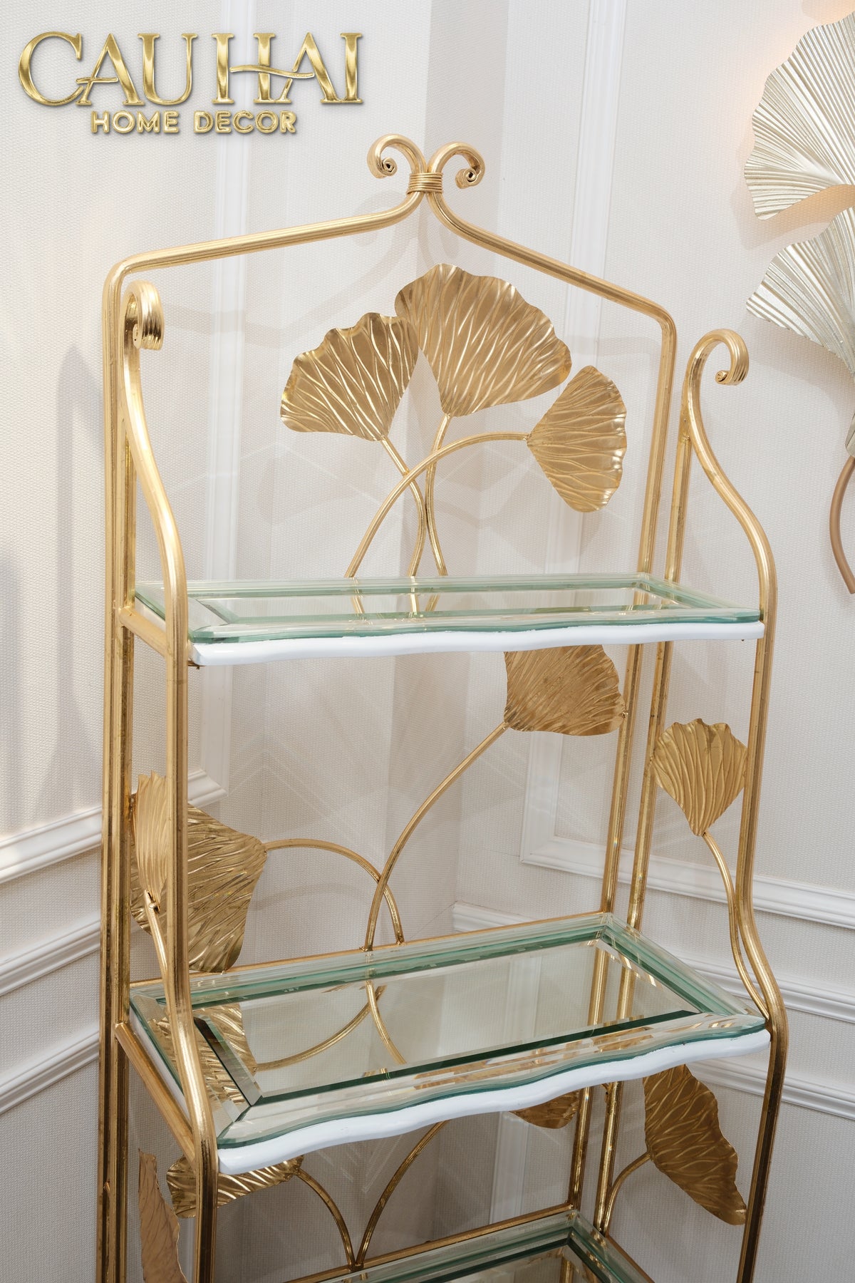 Maison Couture - Kệ Trưng Bày Lá Ngân Hạnh 4 Tầng Ginkgo Royale Étagère 14K Mirror-KỆ TRANG TRÍ-CẬU HAI HOME DECOR-CẬU HAI HOME DECOR
