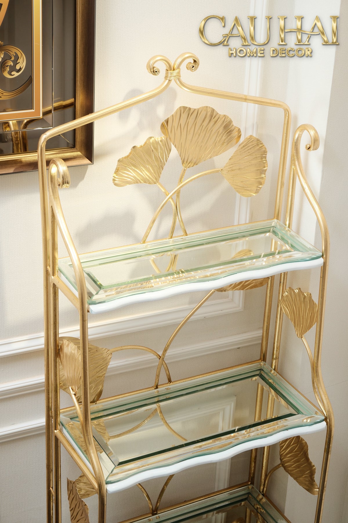 Maison Couture - Kệ Trưng Bày Lá Ngân Hạnh 4 Tầng Ginkgo Royale Étagère 14K Mirror-KỆ TRANG TRÍ-CẬU HAI HOME DECOR-CẬU HAI HOME DECOR