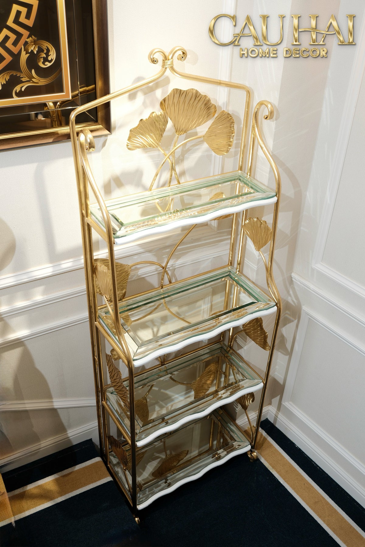 Maison Couture - Kệ Trưng Bày Lá Ngân Hạnh 4 Tầng Ginkgo Royale Étagère 14K Mirror-KỆ TRANG TRÍ-CẬU HAI HOME DECOR-CẬU HAI HOME DECOR