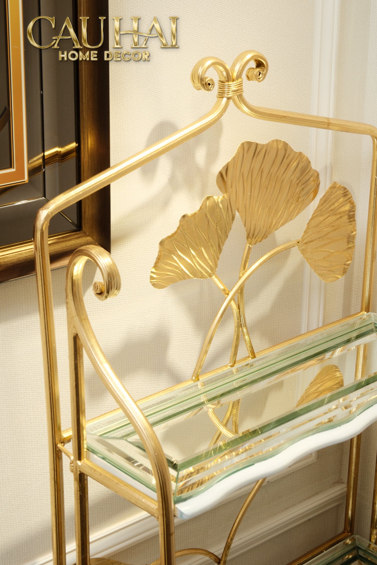 Maison Couture - Kệ Trưng Bày Lá Ngân Hạnh 4 Tầng Ginkgo Royale Étagère 14K Mirror-KỆ TRANG TRÍ-CẬU HAI HOME DECOR-CẬU HAI HOME DECOR