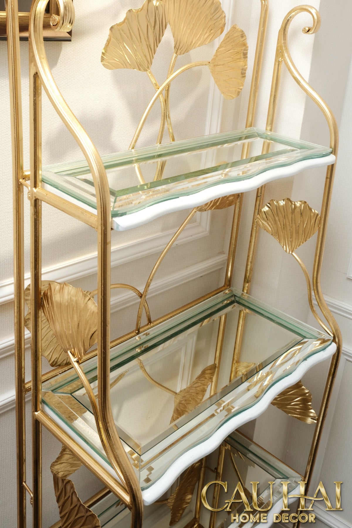 Maison Couture - Kệ Trưng Bày Lá Ngân Hạnh 4 Tầng Ginkgo Royale Étagère 14K Mirror-KỆ TRANG TRÍ-CẬU HAI HOME DECOR-CẬU HAI HOME DECOR
