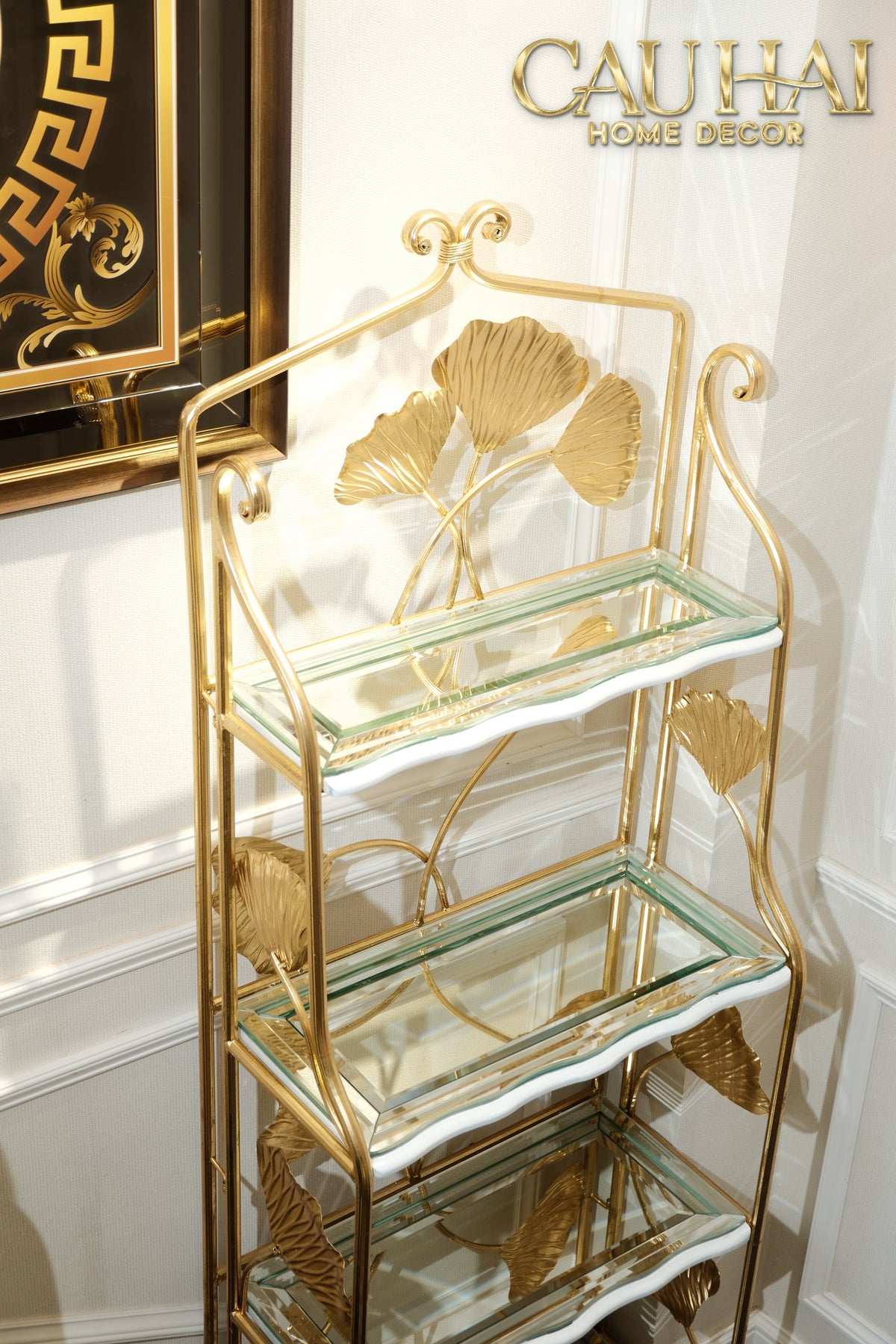 Maison Couture - Kệ Trưng Bày Lá Ngân Hạnh 4 Tầng Ginkgo Royale Étagère 14K Mirror-KỆ TRANG TRÍ-CẬU HAI HOME DECOR-CẬU HAI HOME DECOR