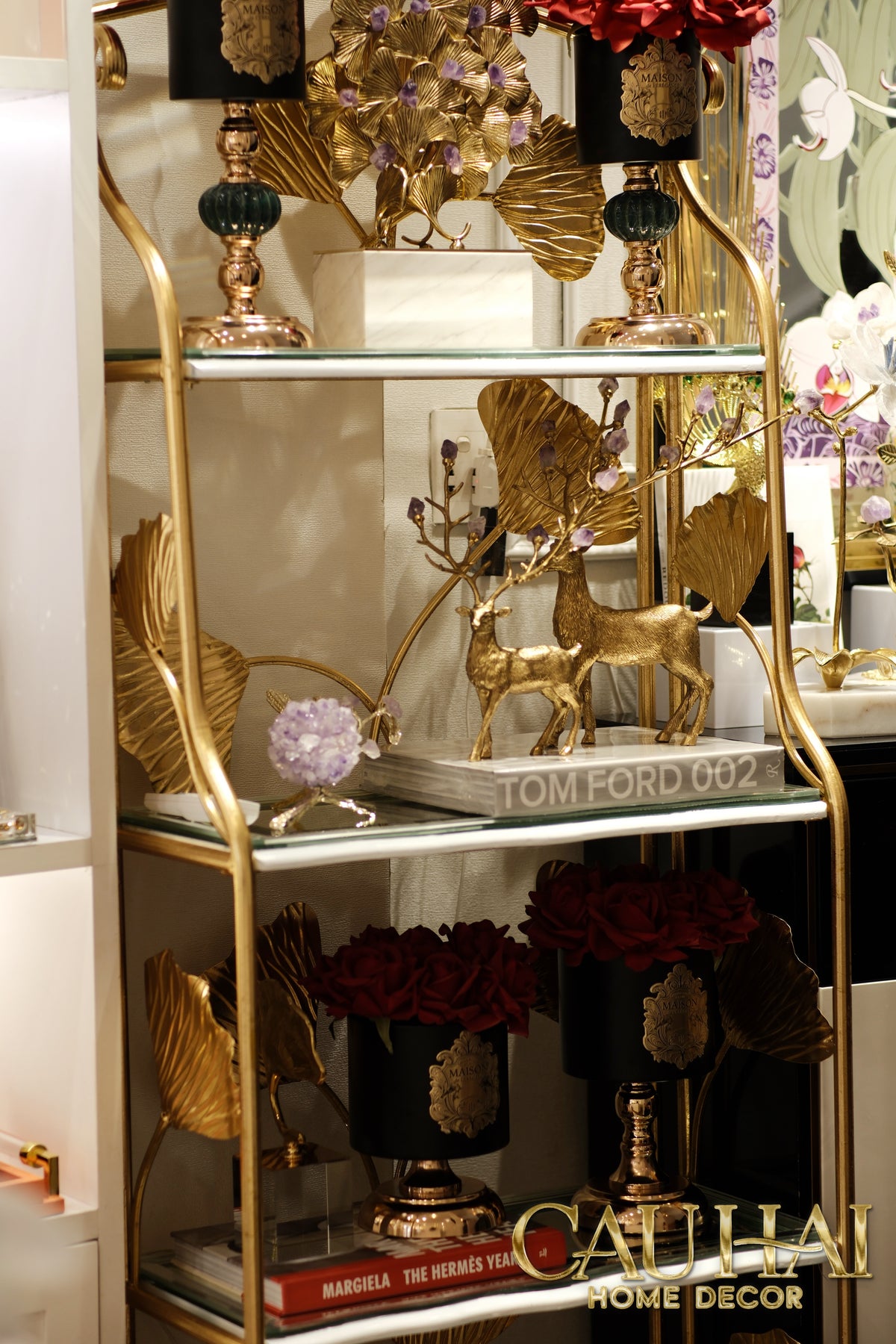 Maison Couture - Kệ Trưng Bày Lá Ngân Hạnh 4 Tầng Ginkgo Royale Étagère 14K Mirror-KỆ TRANG TRÍ-CẬU HAI HOME DECOR-CẬU HAI HOME DECOR