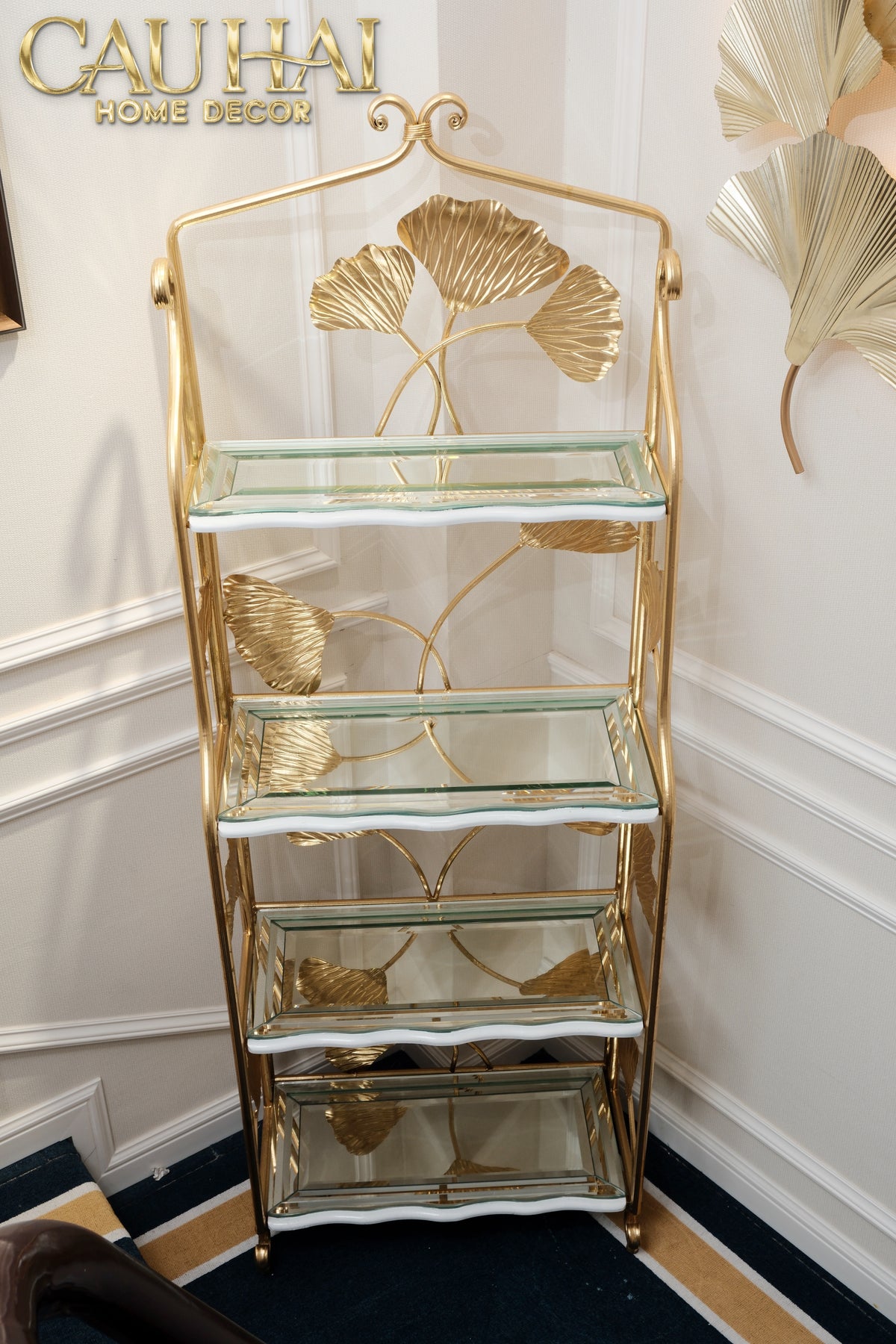 Maison Couture - Kệ Trưng Bày Lá Ngân Hạnh 4 Tầng Ginkgo Royale Étagère 14K Mirror-KỆ TRANG TRÍ-CẬU HAI HOME DECOR-CẬU HAI HOME DECOR