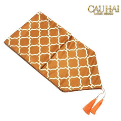 Maison Couture - Khăn Trải Bàn Lụa Treillis Doré Orange Fauve Silk Table Runner 2m4-KHĂN TRẢI BÀN-CẬU HAI HOME DECOR