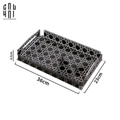 Maison Couture - Khay Acrylic Chữ Nhật Black Cannage Facetté Signature 23x36x4.5-KHAY TRANG TRÍ-CẬU HAI HOME DECOR