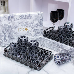 Maison Couture - Khay Acrylic Chữ Nhật Black Cannage Facetté Signature 23x36x4.5-KHAY TRANG TRÍ-CẬU HAI HOME DECOR