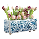 Maison Couture - Khay Bình Hoa Blue Indigo Indochine Héritage Floral Centerpiece Porcelain Trays 29.5 x 11-KHAY TRANG TRÍ-Đối tác tại Trung Quốc theo từng đơn đặt hàng-CẬU HAI HOME DECOR