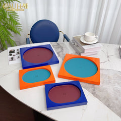 Maison Couture – Khay Chữ Nhật Gỗ Lót Da Équinoxe Cyan Helios-KHAY TRANG TRÍ-CẬU HAI HOME DECOR