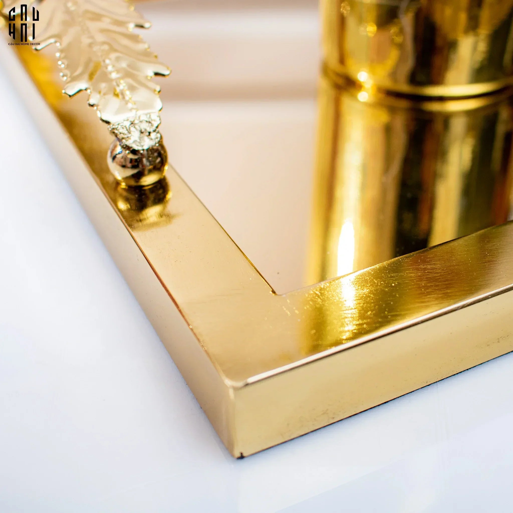 Maison Couture - Khay Chữ Nhật Métallique "Midas Touch" Gilded Fur Handle 35X45-KHAY TRANG TRÍ-CẬU HAI HOME DECOR