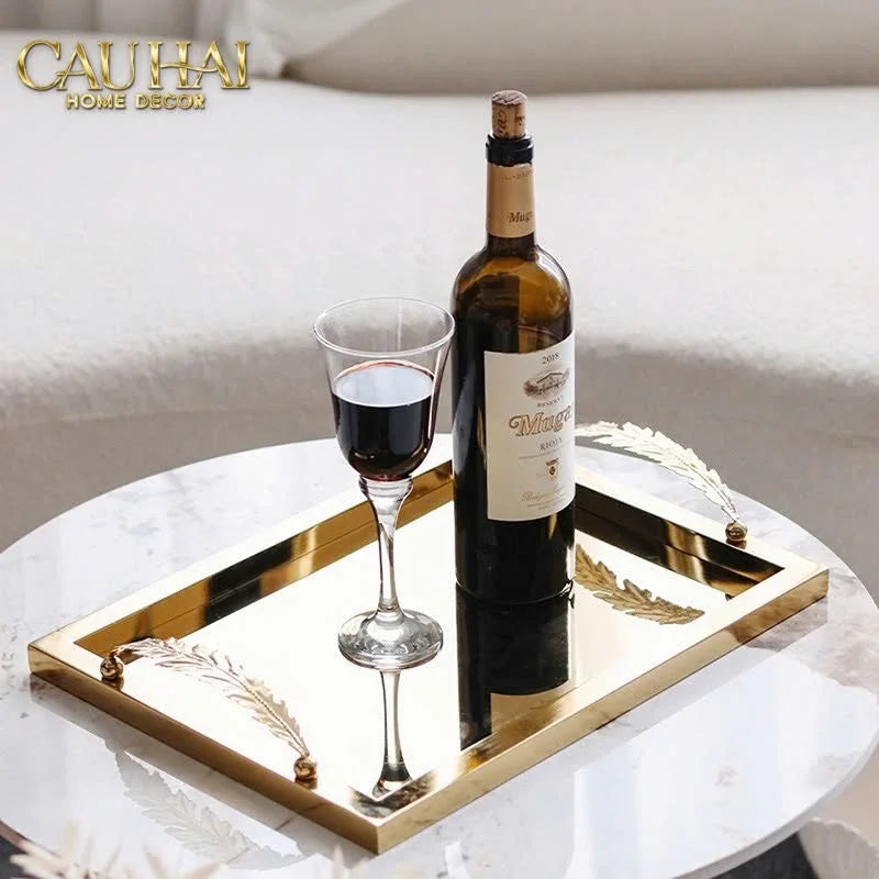 Maison Couture - Khay Chữ Nhật Métallique "Midas Touch" Gilded Fur Handle 35X45-KHAY TRANG TRÍ-CẬU HAI HOME DECOR
