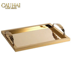 Maison Couture - Khay Chữ Nhật Métallique "Midas Touch" Gilded Fur Handle 35X45-KHAY TRANG TRÍ-CẬU HAI HOME DECOR
