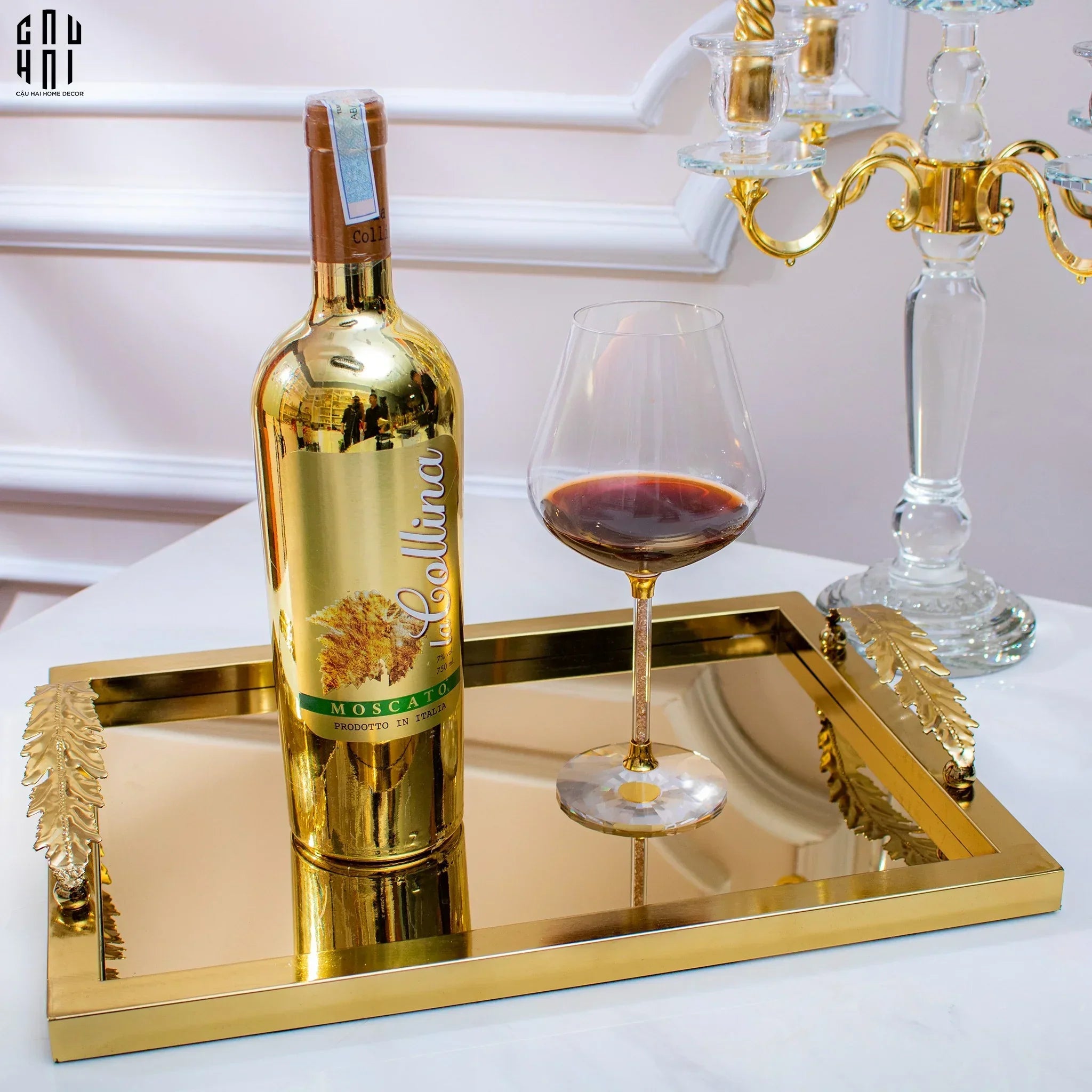 Maison Couture - Khay Chữ Nhật Métallique "Midas Touch" Gilded Fur Handle 35X45-KHAY TRANG TRÍ-CẬU HAI HOME DECOR