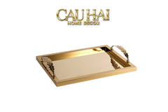 Maison Couture - Khay Chữ Nhật Métallique "Midas Touch" Gilded Fur Handle 35X45-KHAY TRANG TRÍ-CẬU HAI HOME DECOR