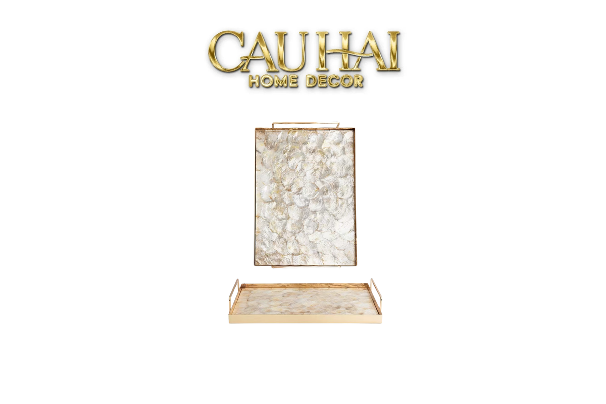 Maison Couture - Khay Chữ Nhật Xà Cừ - Plateau Perle Céleste Celestial Pearl Serving Tray 30*40-KHAY TRANG TRÍ-CẬU HAI HOME DECOR-CẬU HAI HOME DECOR