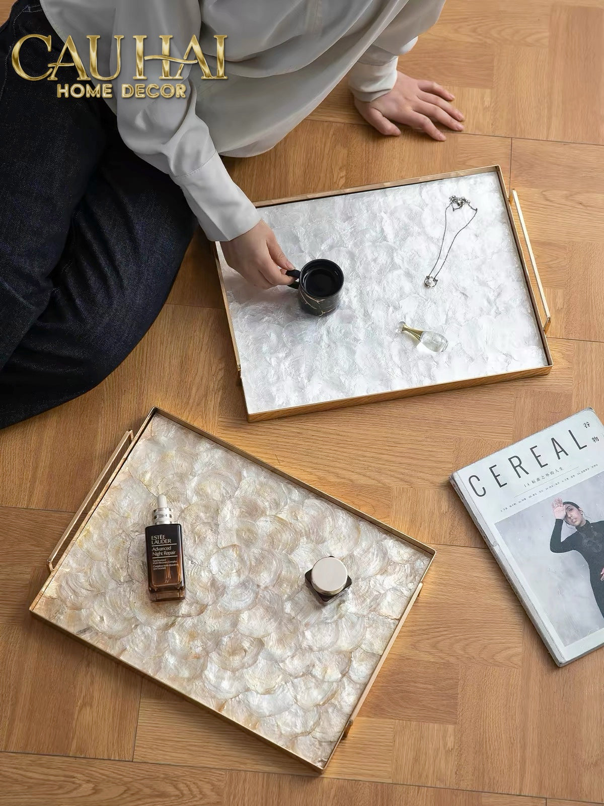 Maison Couture - Khay Chữ Nhật Xà Cừ - Plateau Perle Céleste Celestial Pearl Serving Tray 30*40-KHAY TRANG TRÍ-CẬU HAI HOME DECOR-CẬU HAI HOME DECOR