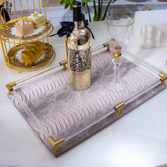 Maison Couture -Khay Da Chữ Nhật Cao Cấp Peau De Vipère 48 x 32-KHAY TRANG TRÍ-CẬU HAI HOME DECOR