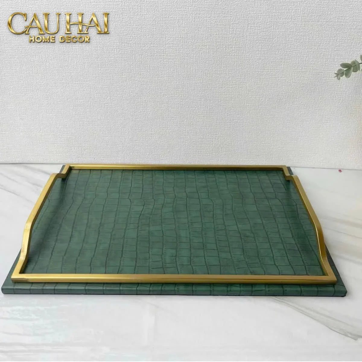 Maison Couture - Khay Da Chữ Nhật Emerald Cuir Croco Leather Tray 30x40-KHAY TRANG TRÍ-CẬU HAI HOME DECOR